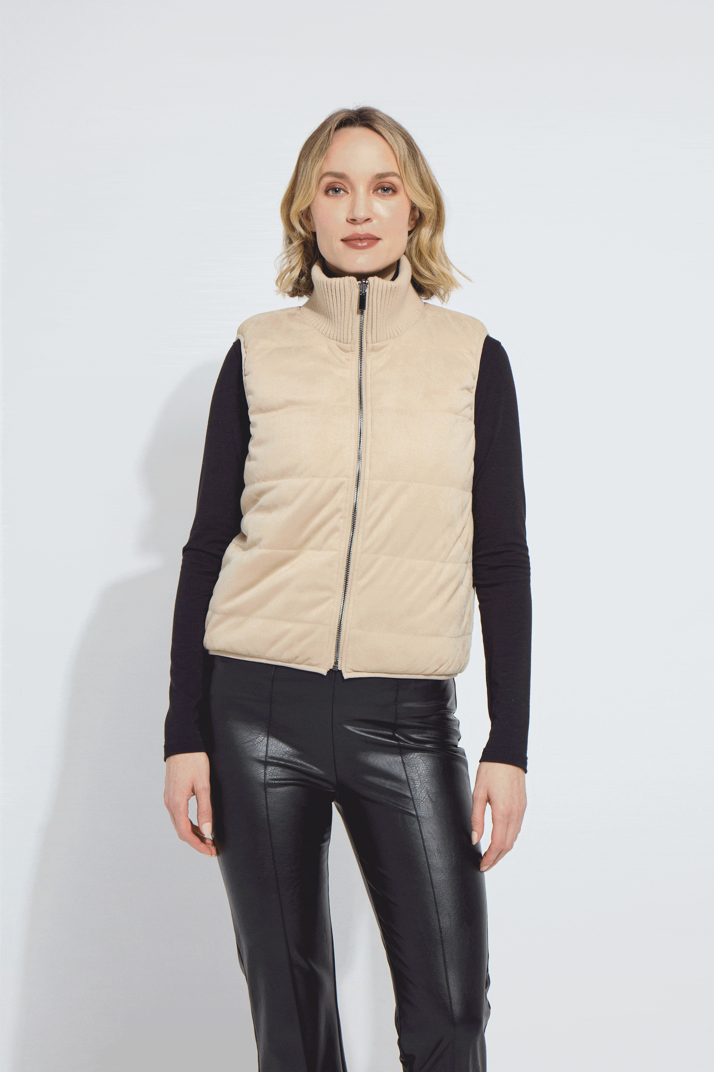 Petra Reversible Puffer Sweater Vest – LYSSÉ Petra Reversible Puffer Sweater Vest – LYSSÉ