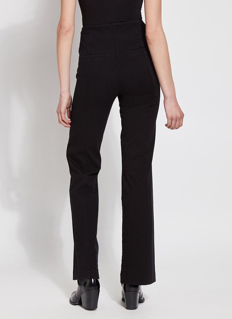 color=Black, back view, denim trouser with smooth fitting easy styling, smoothing waistband