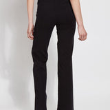 color=Black, back view, denim trouser with smooth fitting easy styling, smoothing waistband