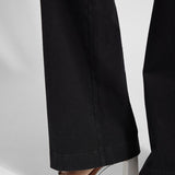 color=Black, hemline detail, denim trouser with smooth fitting easy styling, smoothing waistband