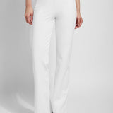 color=White, front view, denim trouser with smooth fitting easy styling, smoothing waistband