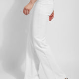 color=White, side view, denim trouser with smooth fitting easy styling, smoothing waistband