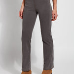 color=Mid Grey, Angled front view of 4-way stretch, relaxed boyfriend denim jean legging