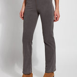 color=Mid Grey, Angled front view of 4-way stretch, relaxed boyfriend denim jean legging