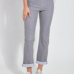 color=Uptown Grey, Front view of uptown grey, 4-way stretch, relaxed boyfriend denim jean legging, seen from waist down
