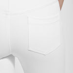 color=White, Rear detail view of white, 4-way stretch, relaxed boyfriend denim jean legging