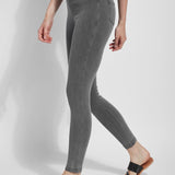 color=Mid Grey, side view, versatile denim jean leggings with smoothing and slimming control comfort waistband