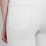 color=White, Detailed rear view of white toothpick denim jean leggings with patented concealed waistband