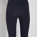 color=Midnight, rear detail, stretch cotton leggings, yoga pants, with smoothing comfort waistband and lifting, contouring seaming