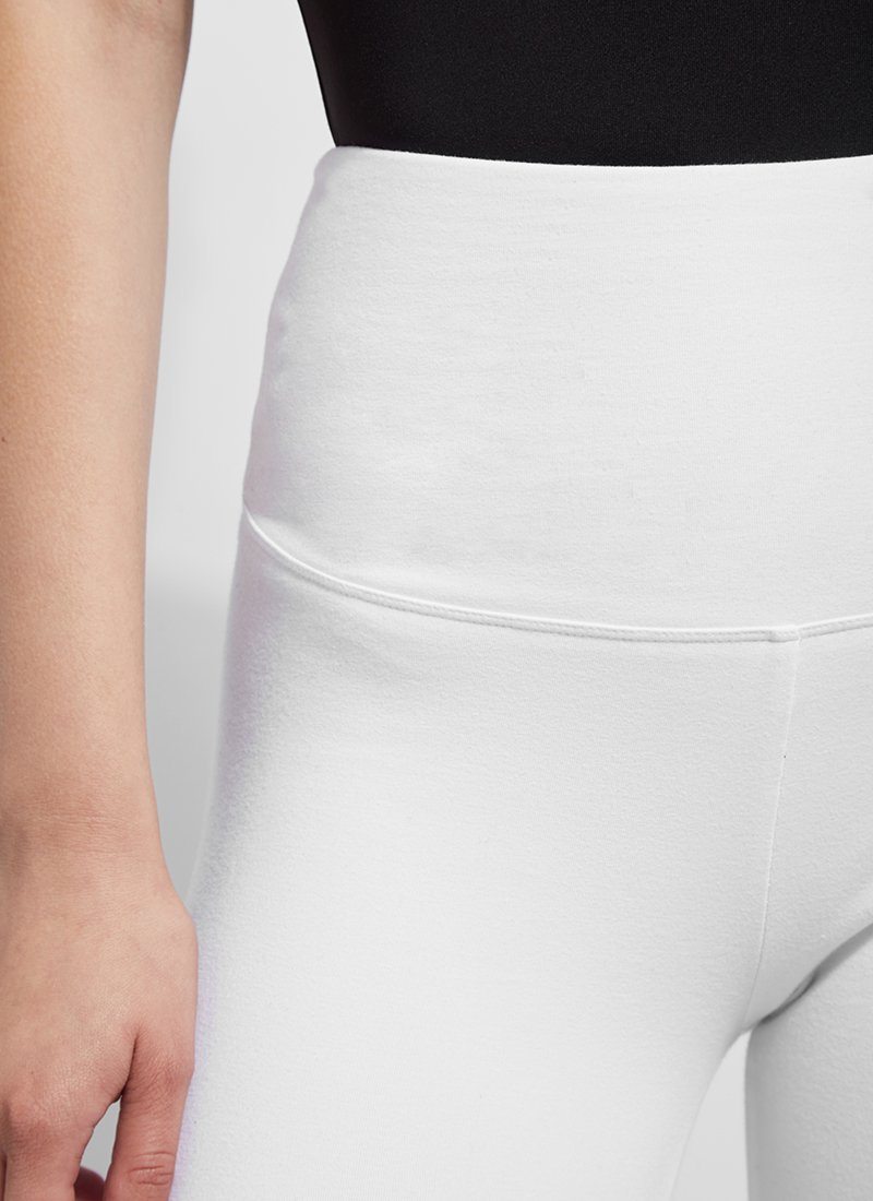 color=White, waist detail, stretch cotton leggings, yoga pants, with smoothing comfort waistband and lifting, contouring seaming