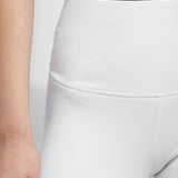 color=White, waist detail, stretch cotton leggings, yoga pants, with smoothing comfort waistband and lifting, contouring seaming