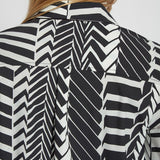 color=Street Crossing, back neckline, patterned women’s button up with contrast cuff, soft wrinkle resistant microfiber