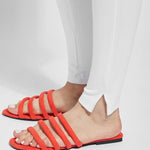 color=White, Leg opening detail, white denim skinny jean legging with concealing waistband