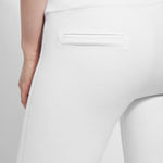 color=White, Rear detail white denim skinny jean legging with concealing waistband