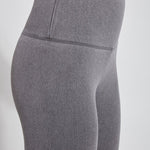 color=Mid Grey, side detail, ankle length denim jean leggings with concealed waistband for flattering, slimming fit, best selling jegging