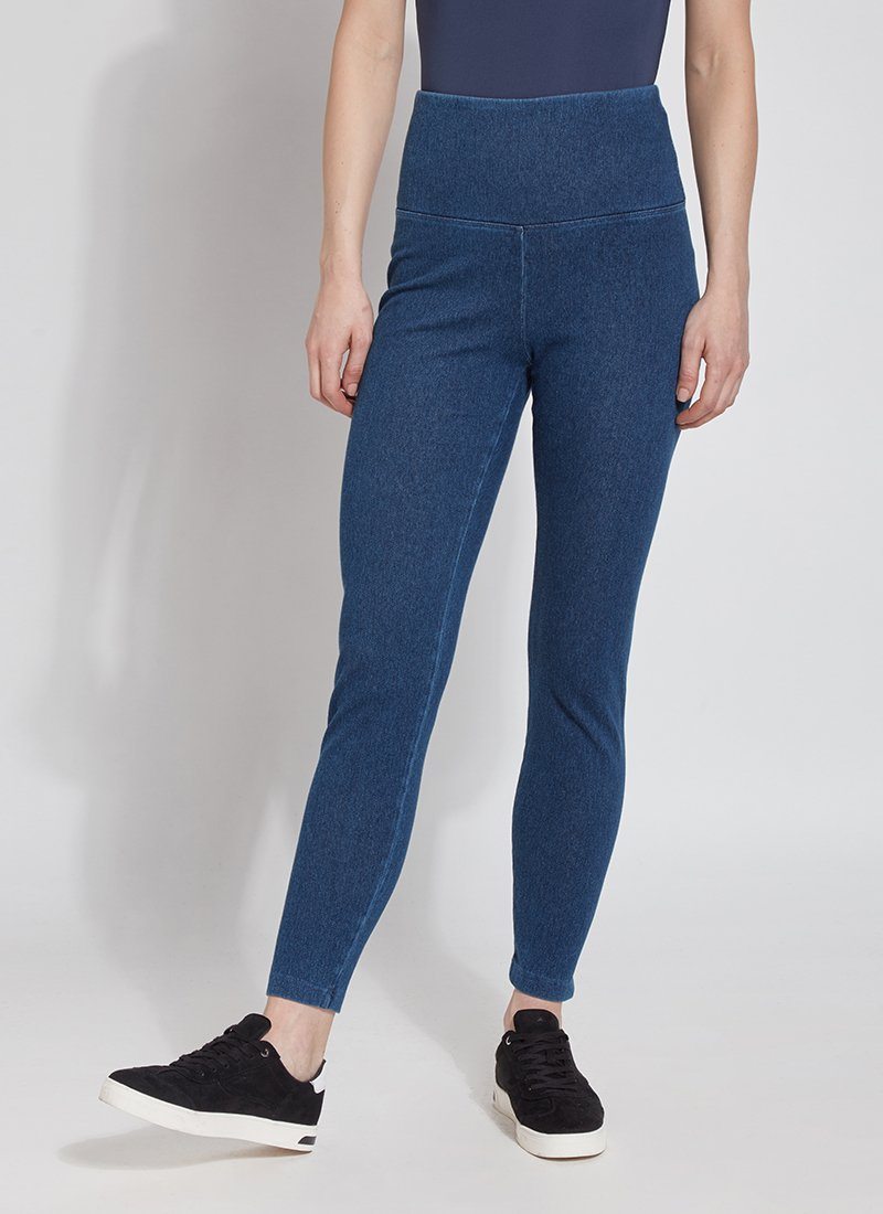 Legging Jeans Chaleur Femme - Legging Gainant Doublé Polaire Taille Haute Zippé Effet Jean