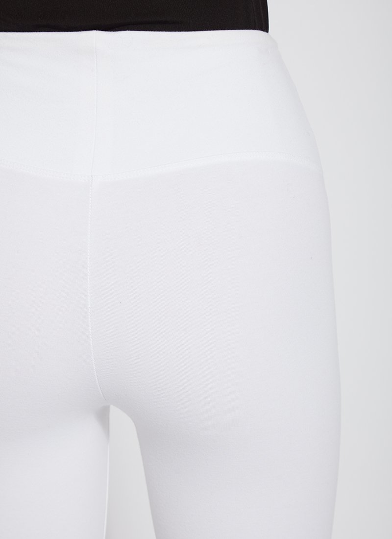 color=White, back detail, stretch cotton leggings, yoga pants, with smoothing comfort waistband and lifting, contouring seaming
