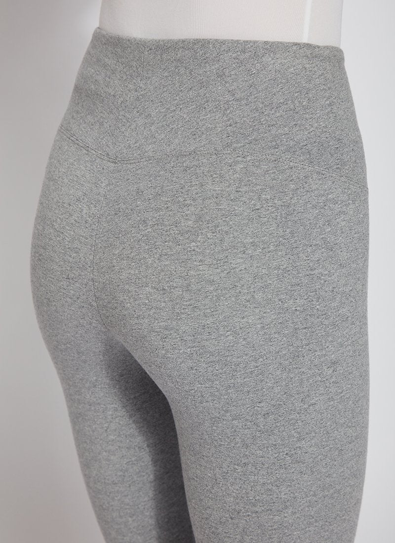color=Grey Melange, back detail, stretch cotton leggings, yoga pants, with smoothing comfort waistband and lifting, contouring seaming