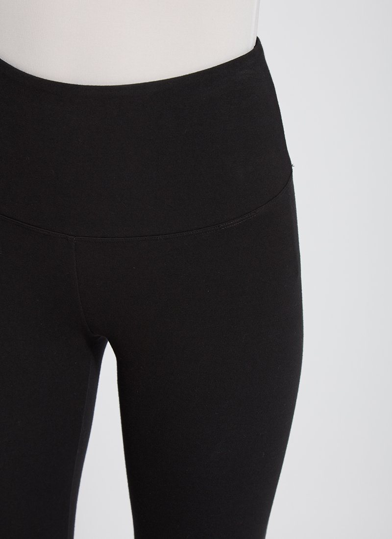 color=Black, front waist detail, stretch cotton leggings, yoga pants, with smoothing comfort waistband and lifting, contouring seaming