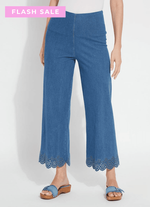 Cropped Embroidered Eyelet Wide Leg (26" Inseam)
