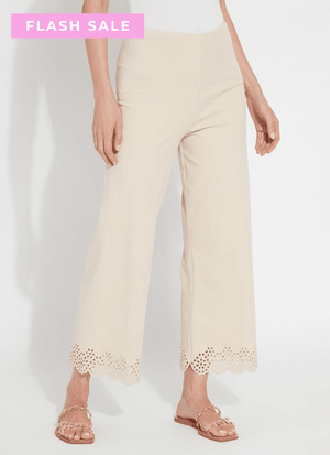 Cropped Embroidered Eyelet Wide Leg (26" Inseam)