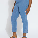 Yori Eyelet Straight Leg Crop Denim (Curvy Size, 26" Inseam)