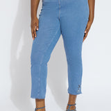 Yori Eyelet Straight Leg Crop Denim (Curvy Size, 26" Inseam)