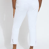 Yori Eyelet Straight Leg Crop Denim (Curvy Size, 26" Inseam)
