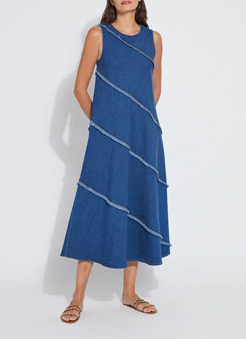 white christmas dresses Lyssé Mirabella Denim Fringe Midi Dress