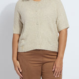 Kennedy Short Sleeve Lurex Feather Cardigan Curvy
