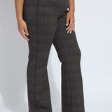 Patterned Hi Waist Ponte Trouser with Satin Piping Curvy (32.5" Inseam)