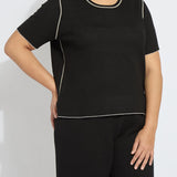 Odessa Reversible Knit Short Sleeve Tee Curvy