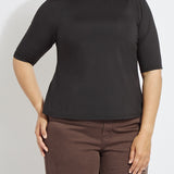 Clara Mockneck Elbow Sleeve Top Curvy