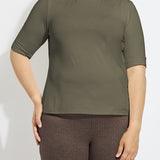 Clara Mockneck Elbow Sleeve Top Curvy