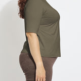 Clara Mockneck Elbow Sleeve Top Curvy