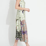 Flora Mock Neck Bias Cut Midi Dress