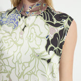 Flora Mock Neck Bias Cut Midi Dress