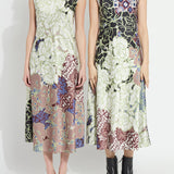 Flora Mock Neck Bias Cut Midi Dress