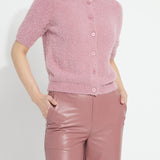 Opalite Short Sleeve Lurex Feather Cardigan