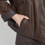 Mina Oversized Washed Vegan Leather Coat