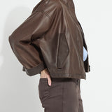 Mina Oversized Washed Vegan Leather Coat