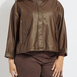Mina Oversized Washed Vegan Leather Coat Curvy