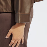 Mina Oversized Washed Vegan Leather Coat Curvy