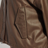 Mina Oversized Washed Vegan Leather Coat Curvy