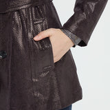 Mavis Foil Vegan Suede Belted Trench Coat