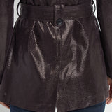 Mavis Foil Vegan Suede Belted Trench Coat