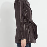 Mavis Foil Vegan Suede Belted Trench Coat