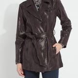 Mavis Foil Vegan Suede Belted Trench Coat