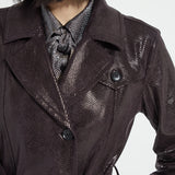 Mavis Foil Vegan Suede Belted Trench Coat