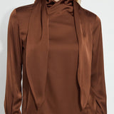 Johanna Satin Scarf Neck Blouse